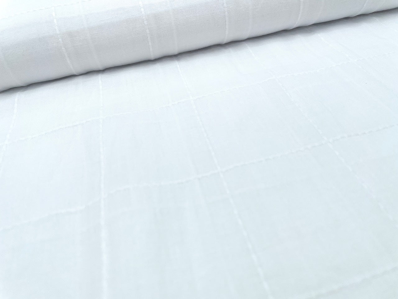 Baumwoll Voile Dobby "große Karos" Weiß