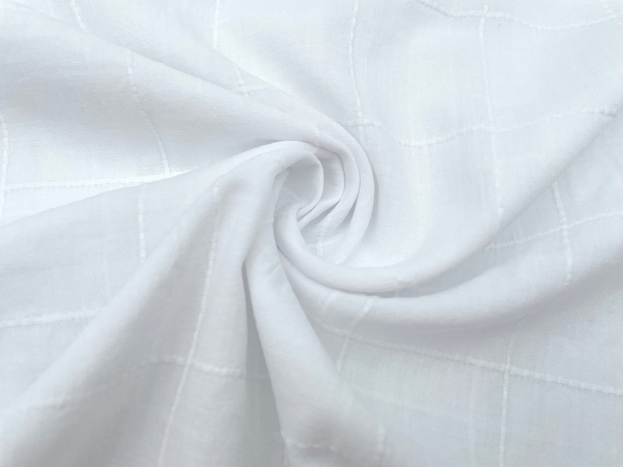 Baumwoll Voile Dobby "große Karos" Weiß
