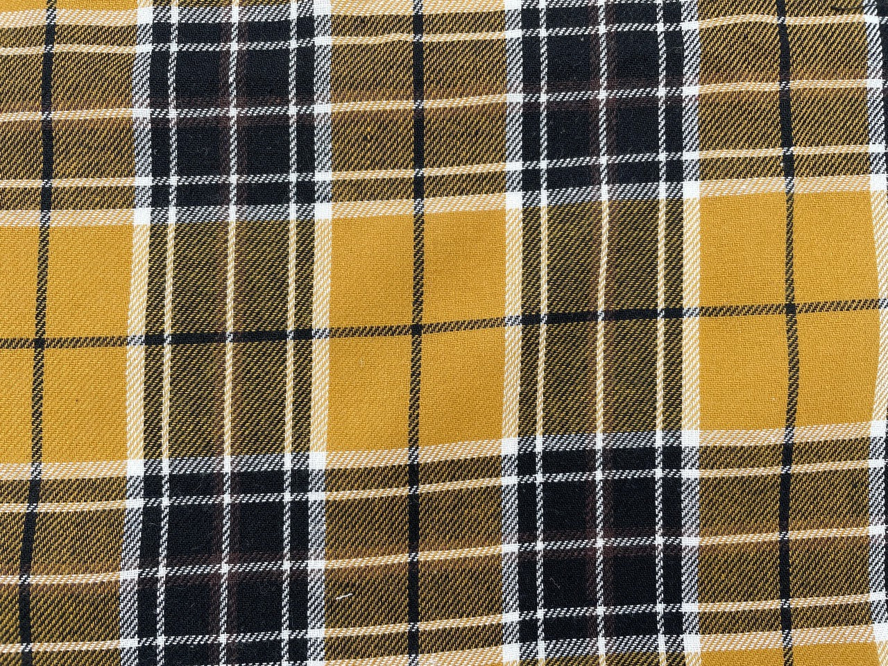 Viskose Stoff "Glencheck" Senfgelb Reststück 70cm x 140cm