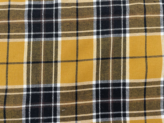 Viskose Stoff "Glencheck" Senfgelb Reststück 70cm x 140cm