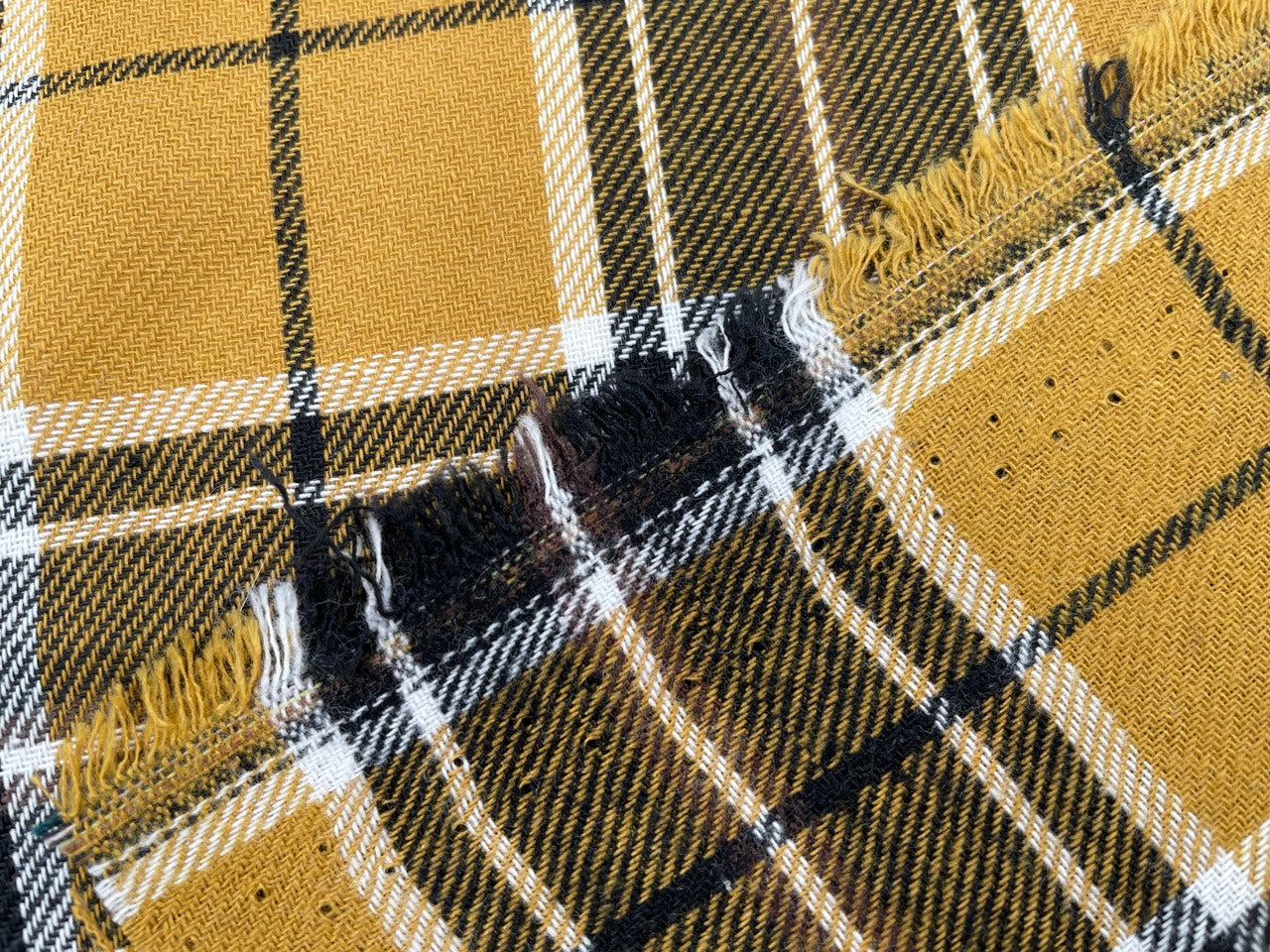 Viskose Stoff "Glencheck" Senfgelb Reststück 70cm x 140cm