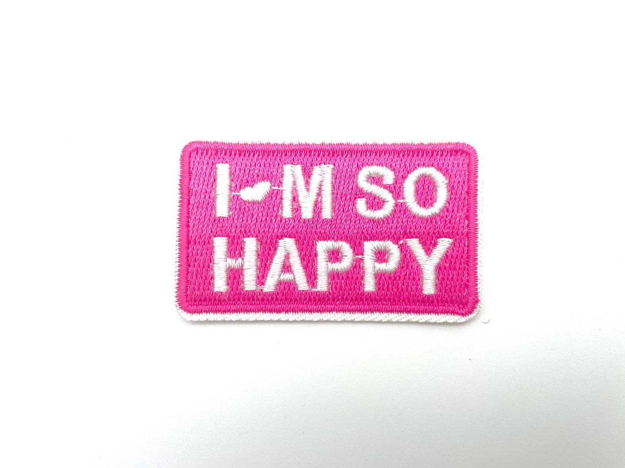 Patch zum Aufbügeln "Happy" Pink