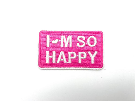 Patch zum Aufbügeln "Happy" Pink
