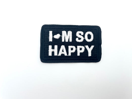 Patch zum Aufbügeln "Happy" Schwarz