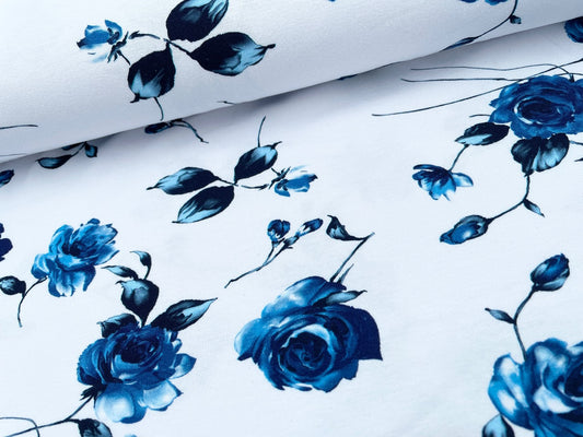 Digitaldruck Jersey "Blaue Rosen"