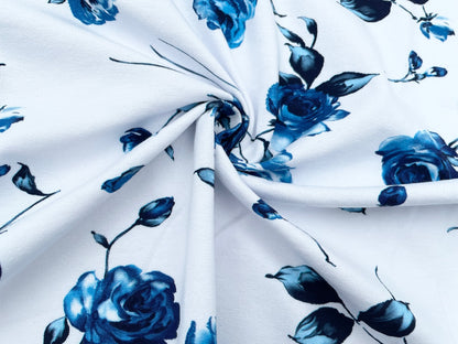 Digitaldruck Jersey "Blaue Rosen"