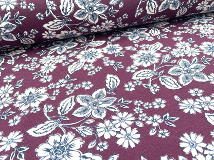 Digitaldruck Kuschelsweat "Winter Blossom" Beere