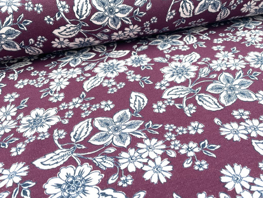 Digitaldruck Kuschelsweat "Winter Blossom" Beere