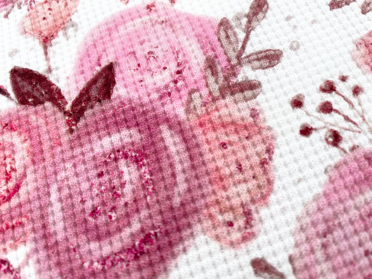 Digitaldruck Waffel Strick "Sparkling Rose"