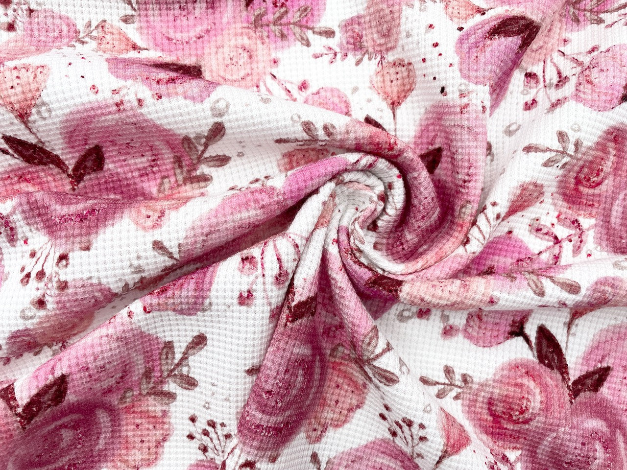 Digitaldruck Waffel Strick "Sparkling Rose"
