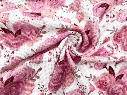 Digitaldruck Waffel Strick "Sparkling Rose"