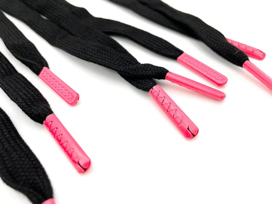 Fertig-Kordel mit Kordelenden 1,2cm Schwarz Neon-Pink