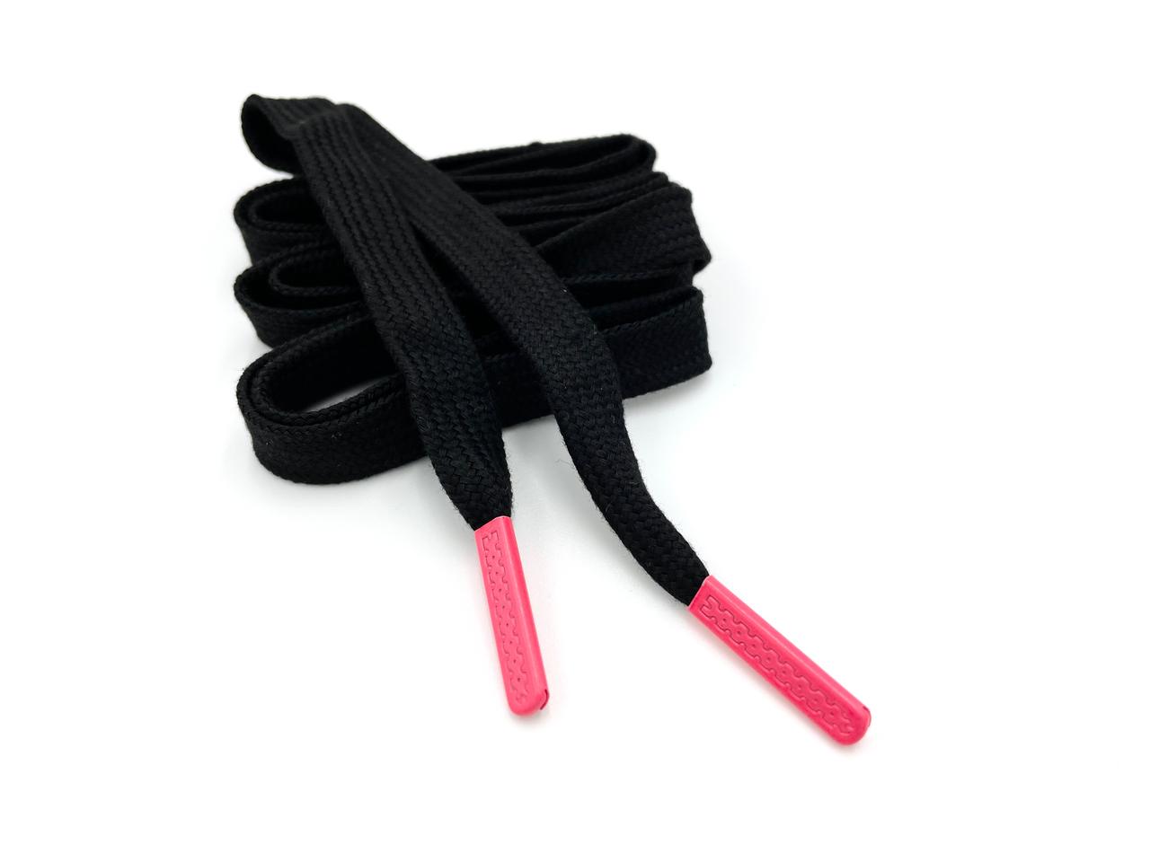 Fertig-Kordel mit Kordelenden 1,2cm Schwarz Neon-Pink