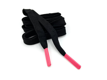Fertig-Kordel mit Kordelenden 1,2cm Schwarz Neon-Pink
