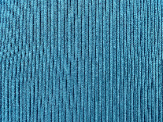 Feinrippen Bündchen Petrol Blau Reststück 58cm x 32cm