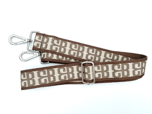 Fertiger Taschengurt "Abstraktes Muster" 3,8cm Braun Beige