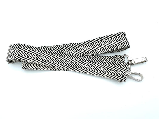 Fertiger Taschengurt "Gemustert" 3,8cm Schwarz Weiß