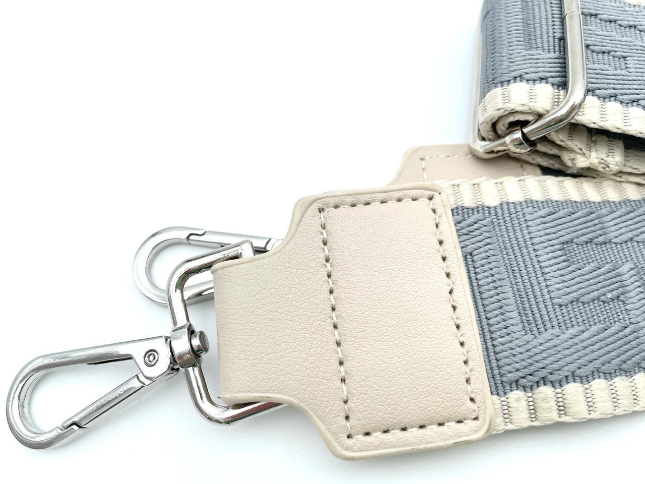 Fertiger Taschengurt "Azteken Muster" 5cm Grau Beige