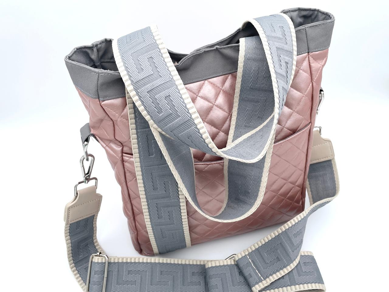 Fertiger Taschengurt "Azteken Muster" 5cm Grau Beige