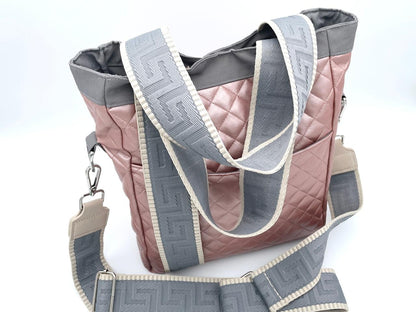 Fertiger Taschengurt "Azteken Muster" 5cm Grau Beige
