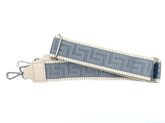 Fertiger Taschengurt "Azteken Muster" 5cm Grau Beige