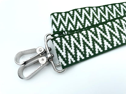 Fertiger Taschengurt "Zacken Muster" 3,8cm Grün Weiß