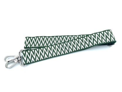 Fertiger Taschengurt "Zacken Muster" 3,8cm Grün Weiß