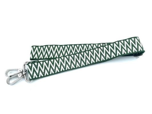 Fertiger Taschengurt "Zacken Muster" 3,8cm Grün Weiß