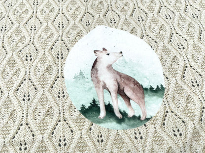 Premium French Terry Panel "Häkel Optik Wolf" 60cm x 150cm