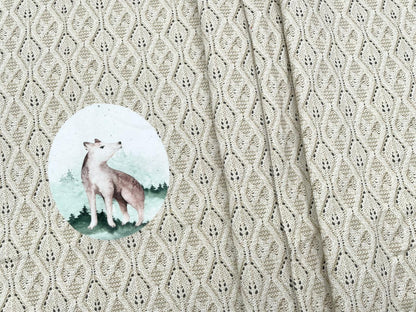 Premium French Terry Panel "Häkel Optik Wolf" 60cm x 150cm
