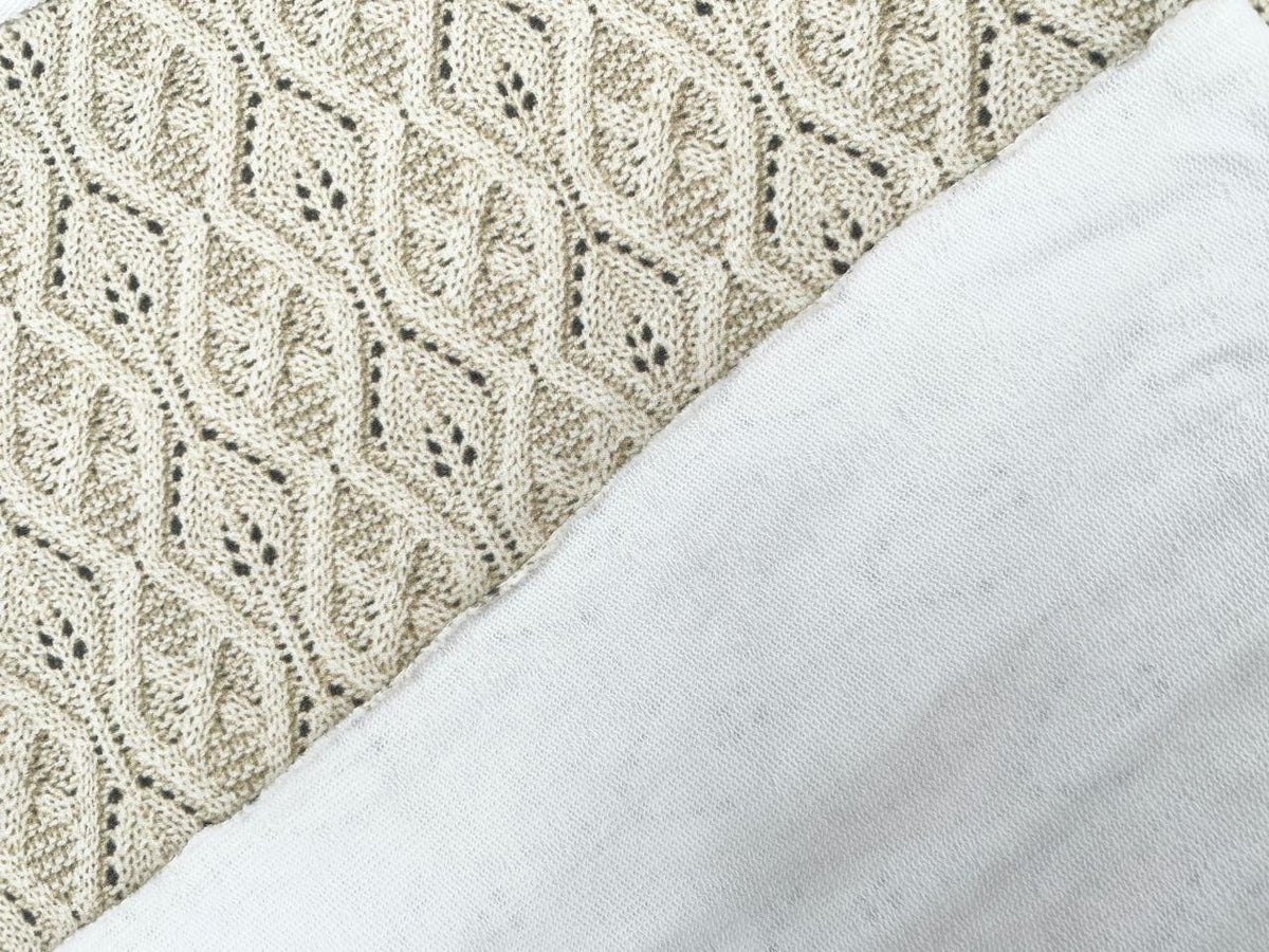 Premium French Terry Panel "Häkel Optik Wolf" 60cm x 150cm
