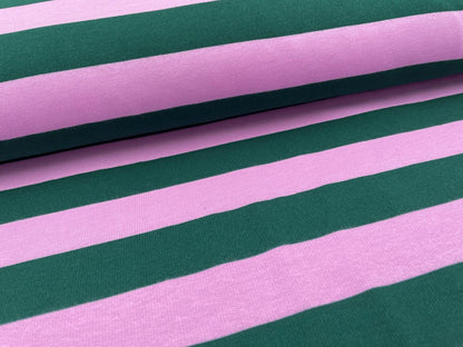 Soft Kuschelsweat "Streifen" Dunkelgrün Rosa