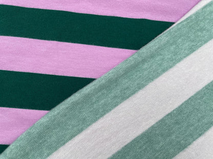 Soft Kuschelsweat "Streifen" Dunkelgrün Rosa