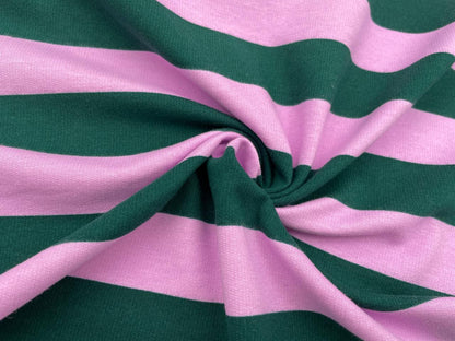 Soft Kuschelsweat "Streifen" Dunkelgrün Rosa