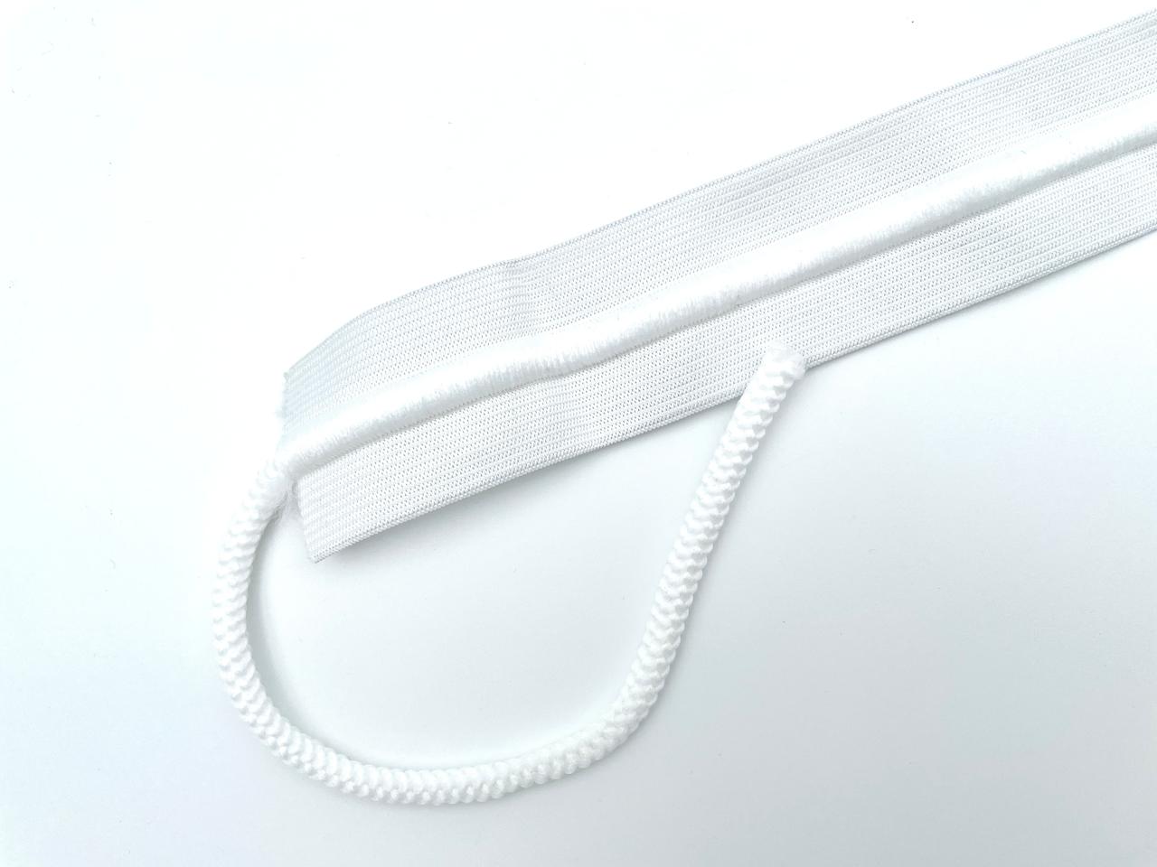 Gummiband mit Kordelzug Weiß 4cm breit