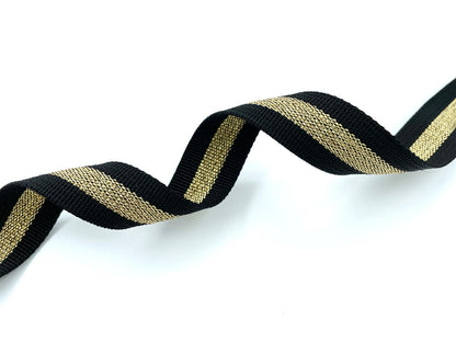 Gurtband 2,5cm Schwarz Gold