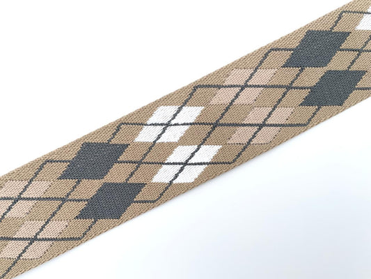 Gurtband "Rauten Muster" 5cm Hellbraun