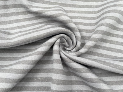 Heavy Sweat Baumwolle "Streifen" Grau Reststück 75 cm x 150 cm