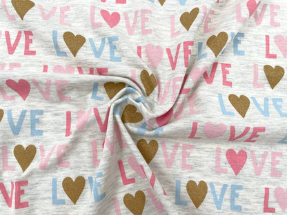 Glitzer Jersey "Love" Grau Melange