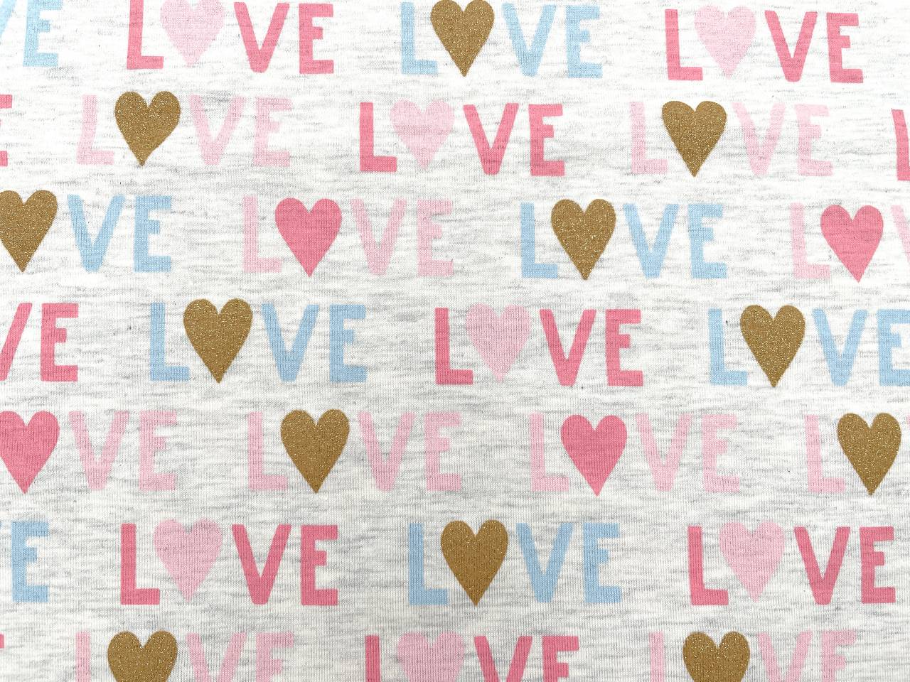 Glitzer Jersey "Love" Grau Melange