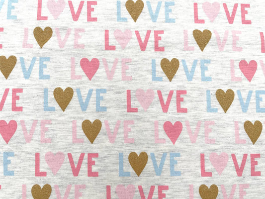 Glitzer Jersey "Love" Grau Melange
