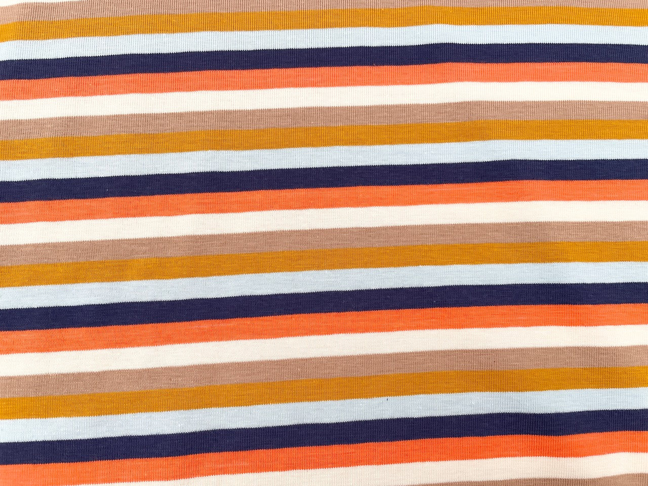 Jersey "Retro Streifen" Beige Orange Blau garngefärbt