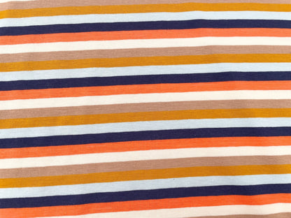 Jersey "Retro Streifen" Beige Orange Blau garngefärbt