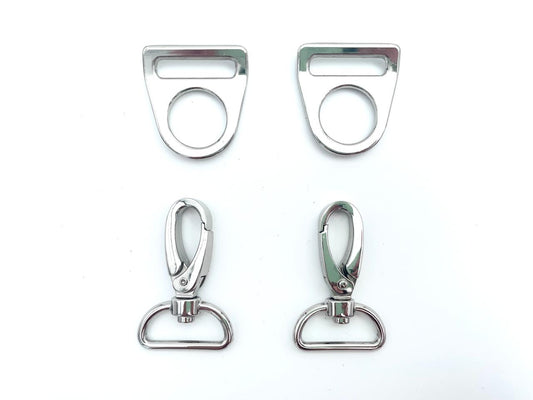 Taschen Zubehör Set Metall Silber 2,5 cm