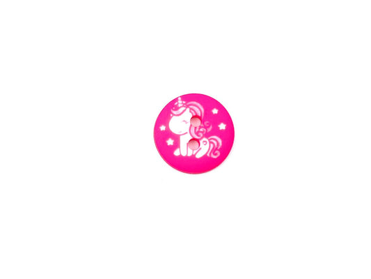 Kinder Knopf "Einhorn" 1,5cm Pink