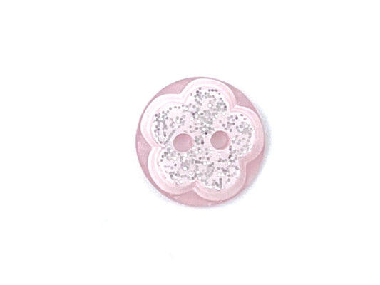 Knopf "Glitzer Blume" 1,3cm Rosa