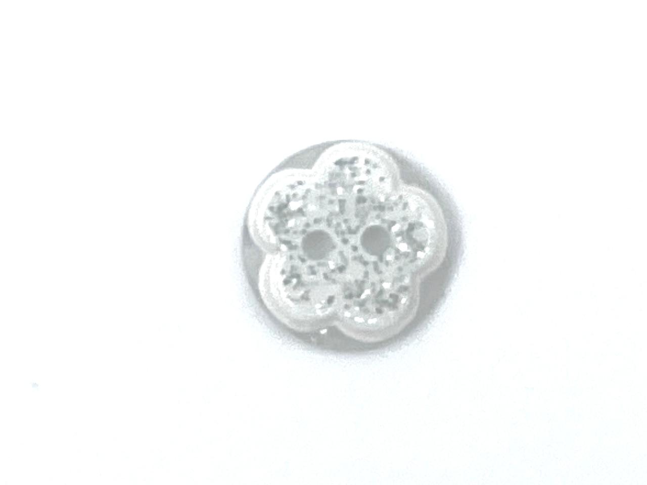 Knopf "Glitzer Blume" 1,3cm Weiß