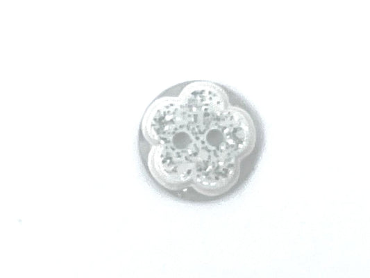 Knopf "Glitzer Blume" 1,3cm Weiß