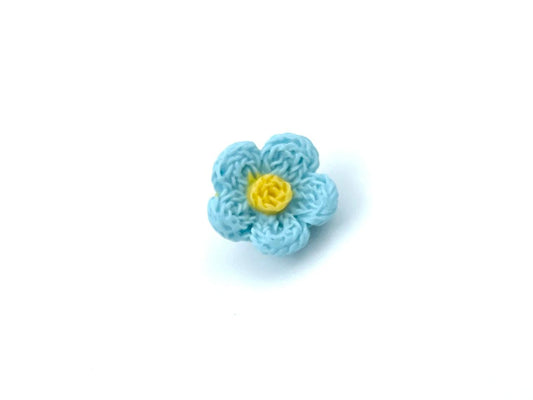 Kinder Knopf "Häkel Blume" 1,7cm Hellblau