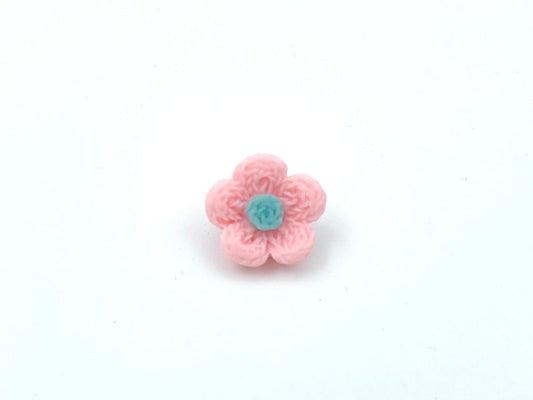 Kinder Knopf "Häkel Blume" 1,7cm Rosa